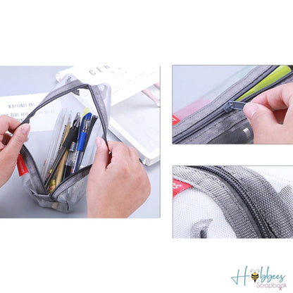 Estuche Translúcido de Malla Gris Almacenamiento y Organización Hobbees