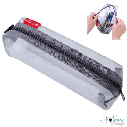 Estuche Translúcido de Malla Gris Almacenamiento y Organización Hobbees