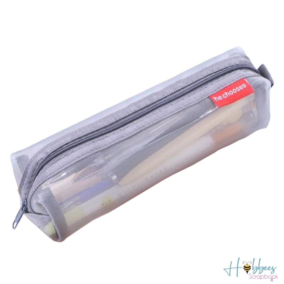 Estuche Translúcido de Malla Gris Almacenamiento y Organización Hobbees