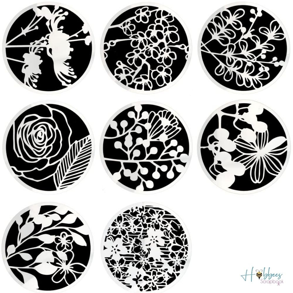 Flower Circle Stencils / 8 Plantillas de Flores