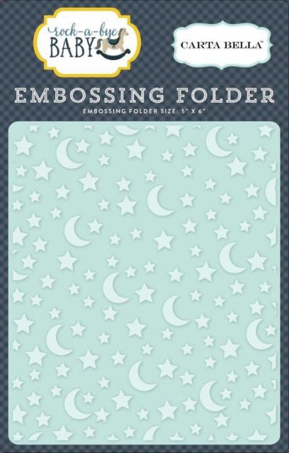 Stars &amp; Moon Embossing Folder / Folder de Grabado Fondo de Estrellas y Lunas Descontinuado Carta Bella