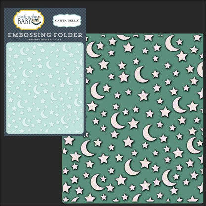 Stars &amp; Moon Embossing Folder / Folder de Grabado Fondo de Estrellas y Lunas Descontinuado Carta Bella