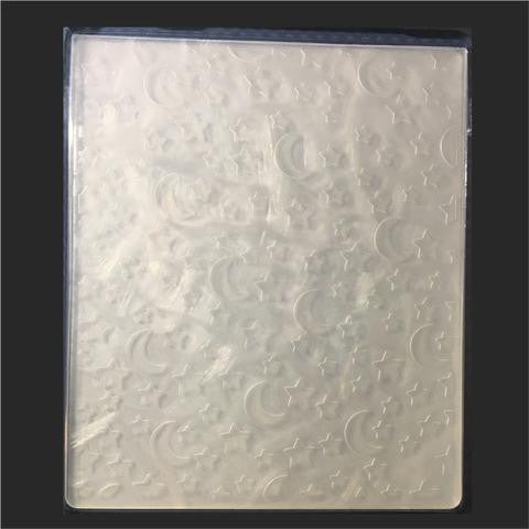 Stars &amp; Moon Embossing Folder / Folder de Grabado Fondo de Estrellas y Lunas Descontinuado Carta Bella