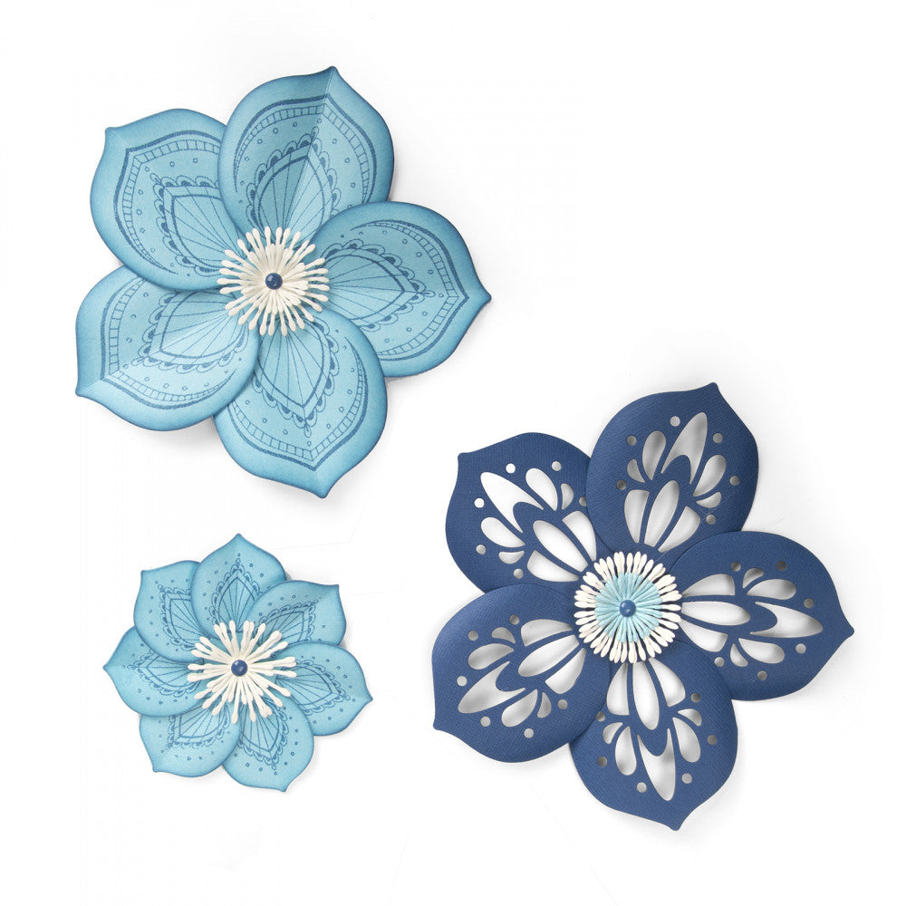 Framelits Die &amp; Stamp Set Rosette Flower / Suaje y Sello de Flor de Roseta Descontinuado Sizzix