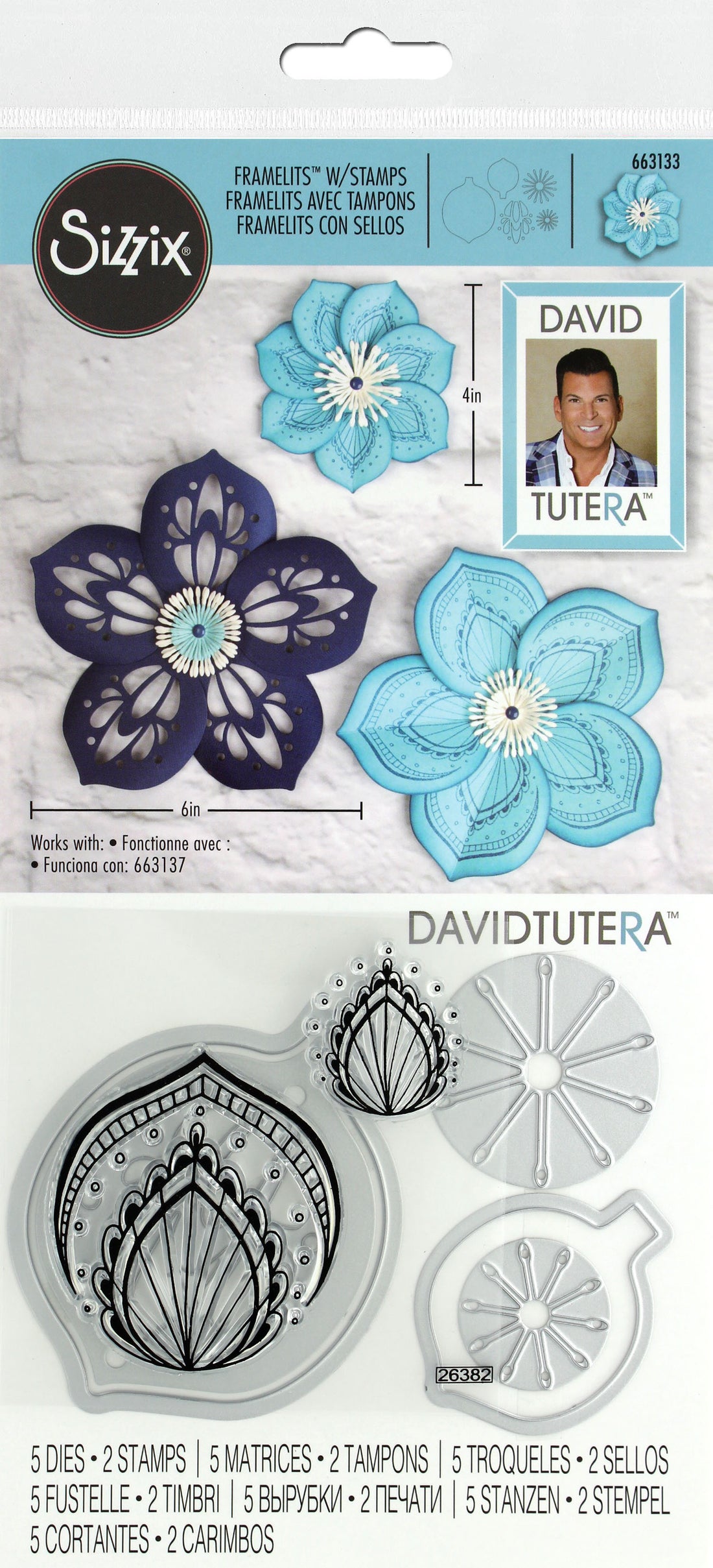 Framelits Die &amp; Stamp Set Rosette Flower / Suaje y Sello de Flor de Roseta Descontinuado Sizzix