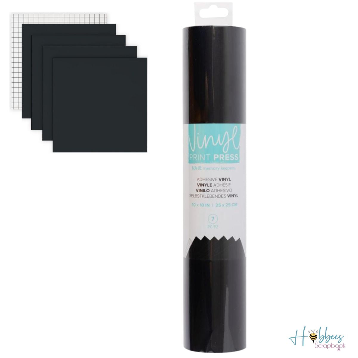 Vinyl Print Press 10&quot; / Vinil Termoadhesivo Negro Viniles We R Memory Keepers