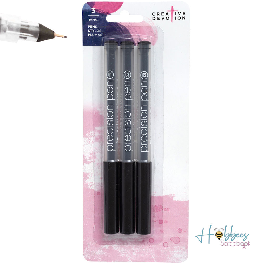 Precision Black Pens / 3 Bolígrafos Punto Fino Negro
