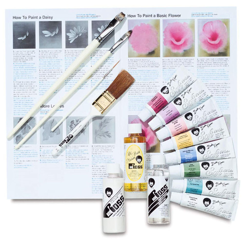 Set Pintura Maestro Bob Ross Flores Oleo Paleta Pinceles Hobbees