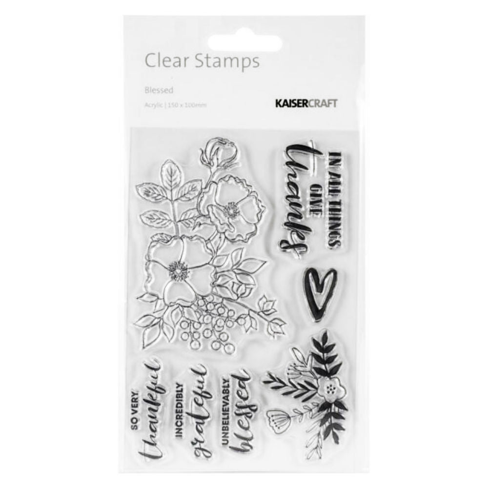 Blessed Clear Acrylic Stamps / Sellos de Polímero Flores Descontinuado Kaiser Craft