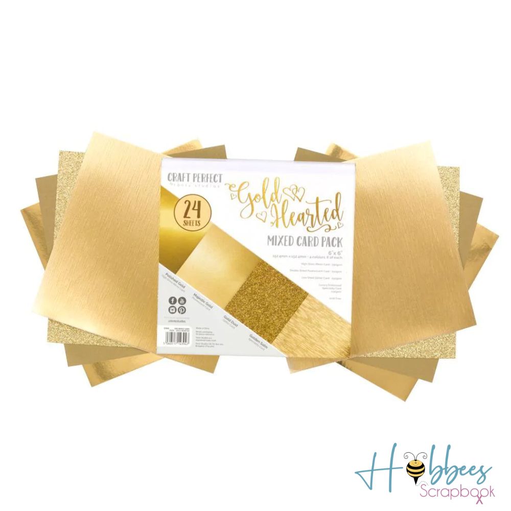 Mixed Card Pack Gold Hearted / Papel en Tonos Dorados 6"x6"