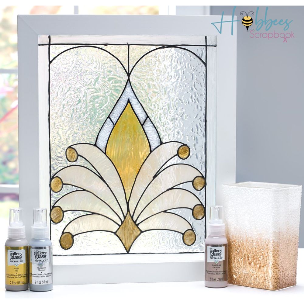 Gallery Glass Paint Silver Glittter / Pintura para Vitral Plata con Glitter Descontinuado Folk Art