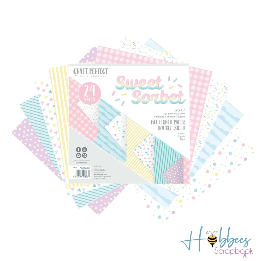 Mixed Card Pack Sweet Sorbet / Papel en Tonos Pastel 6"x6" Papel Tonic Studios