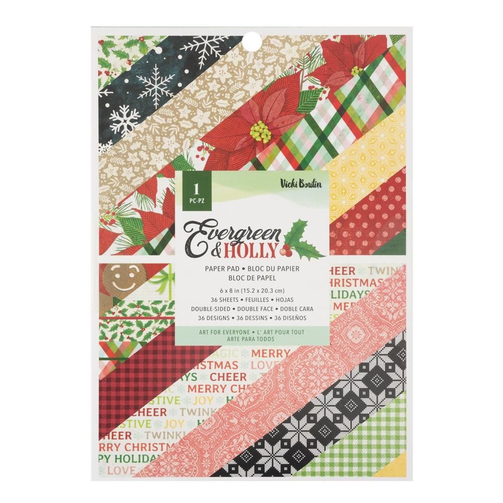 Evergreen & Holly Paper Pad 6 x 8 / Bloc de Papel