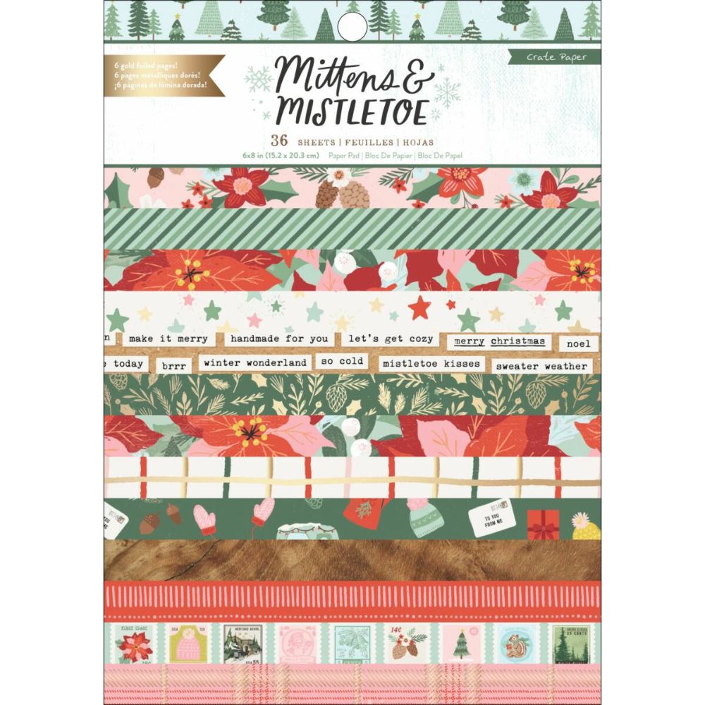 Mittens & Mistletoe 6 x 8 Paper Pad / Bloc de Papel Muérdago