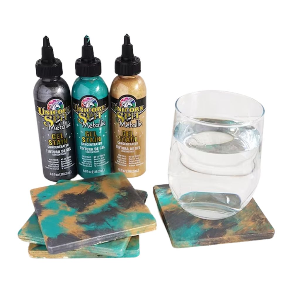 Sparkling Wood Stain &amp; Glaze Metallic Poseidon / Tinta y Esmalte Multi Superficies Pintura y Medios Mixtos Unicorn Spit
