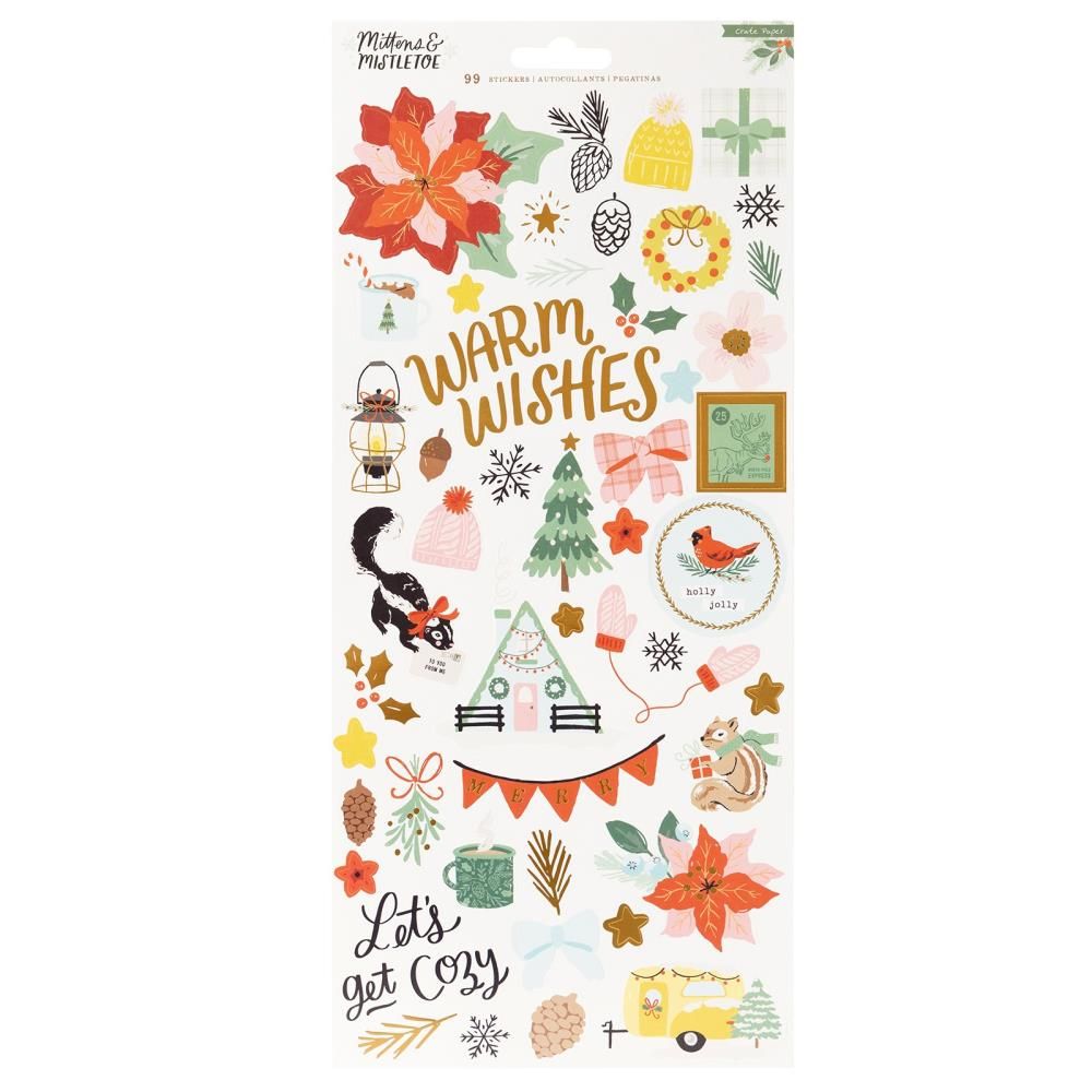 Mittens & Mistletoe Cardstock Stickers / Estampas de Cartulina Muérdago