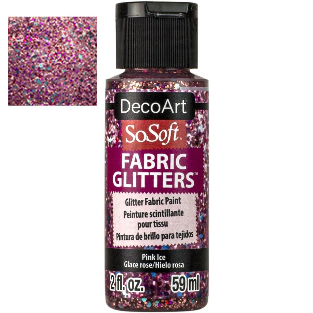 SoSoft Fabric Glitters Paint Pink Ice / Pintura para Tela con Diamantina Rosa Acrìlicos DecoArt