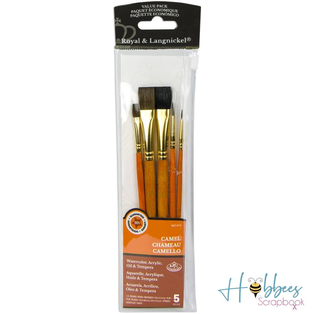 Sable Camel Value Pack Brush Set / Juego de Brochas Cerdas de Camello Marta 5 pc Pinceles y Brochas Royal Langnickel
