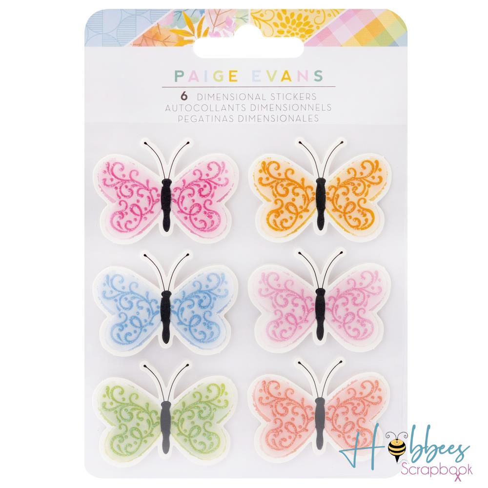Paige Evans Garden Shoppe Dimensional Sticker / Estampas De Mariposas Dimensionales