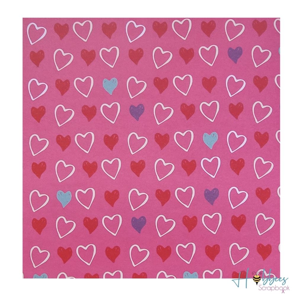 Doodle Hearts Paper Pack / 12 Hojas Decoradas Corazones y Garabatos  K &amp; Company