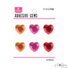 Warm Heart Gems / 6 Gemas Adhesivas de Corazón Grandes