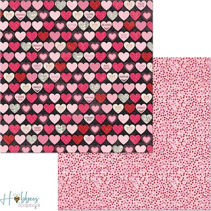 Count The Ways Hearts Paper / 1 Hoja de Papel Doble Cara Corazones Descontinuado BoBunny
