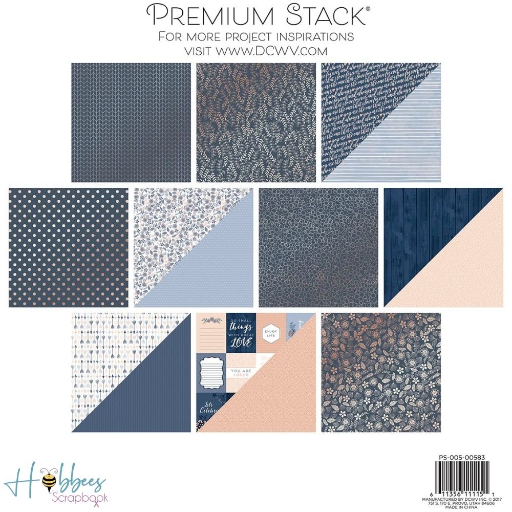 Indigo Kraft &amp; Rose Gold  Paper Pad 12" / Block de Papel Indigo Papel DCWV