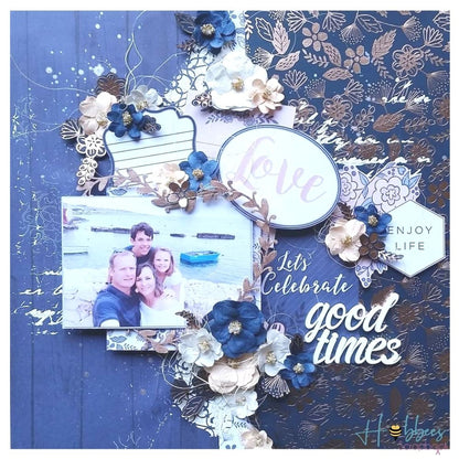 Indigo Kraft &amp; Rose Gold  Paper Pad 12" / Block de Papel Indigo Papel DCWV