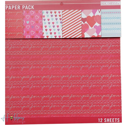 Doodle Hearts Paper Pack / 12 Hojas Decoradas Corazones y Garabatos  K &amp; Company