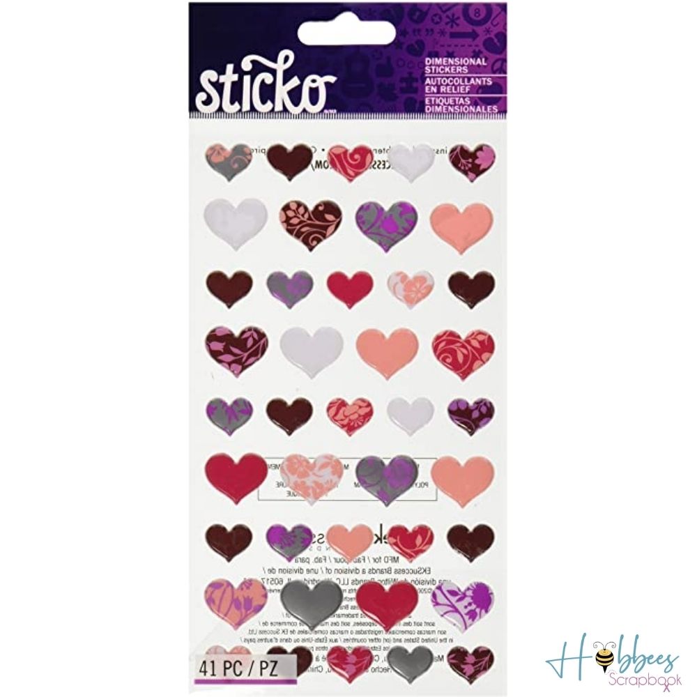 Lovely Hearts Dimensional Stickers / Etiquetas 3D Corazones