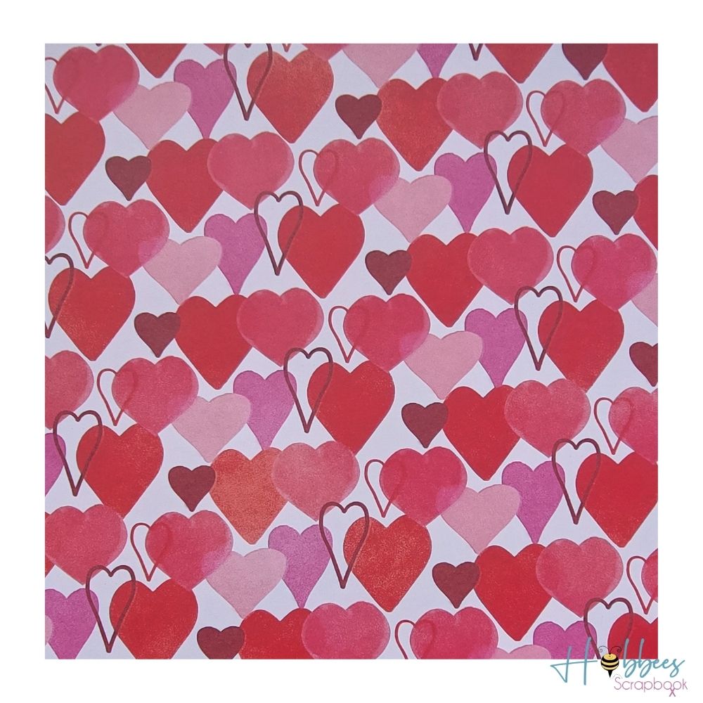 Doodle Hearts Paper Pack / 12 Hojas Decoradas Corazones y Garabatos  K &amp; Company