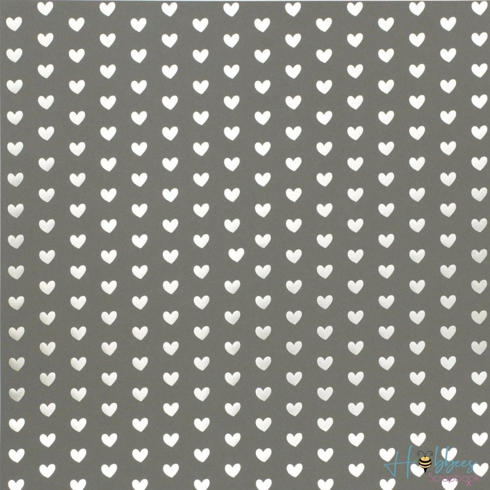 Foil Heart Cardstock / 10 Hojas de Cartulina color Gris de Corazones de Foil Plata Descontinuado American Crafts