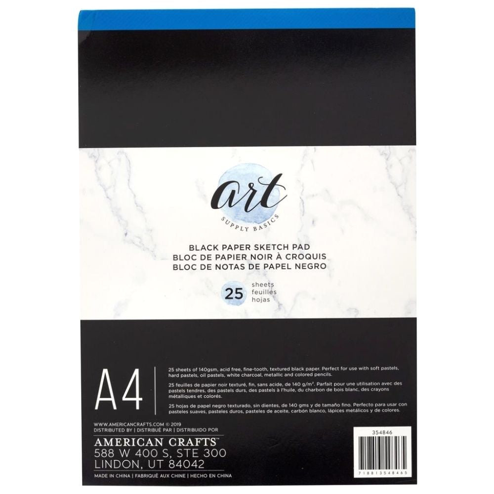 Black Paper Sketch Pad A4 / Block de Boceto Papel Negro Descontinuado American Crafts