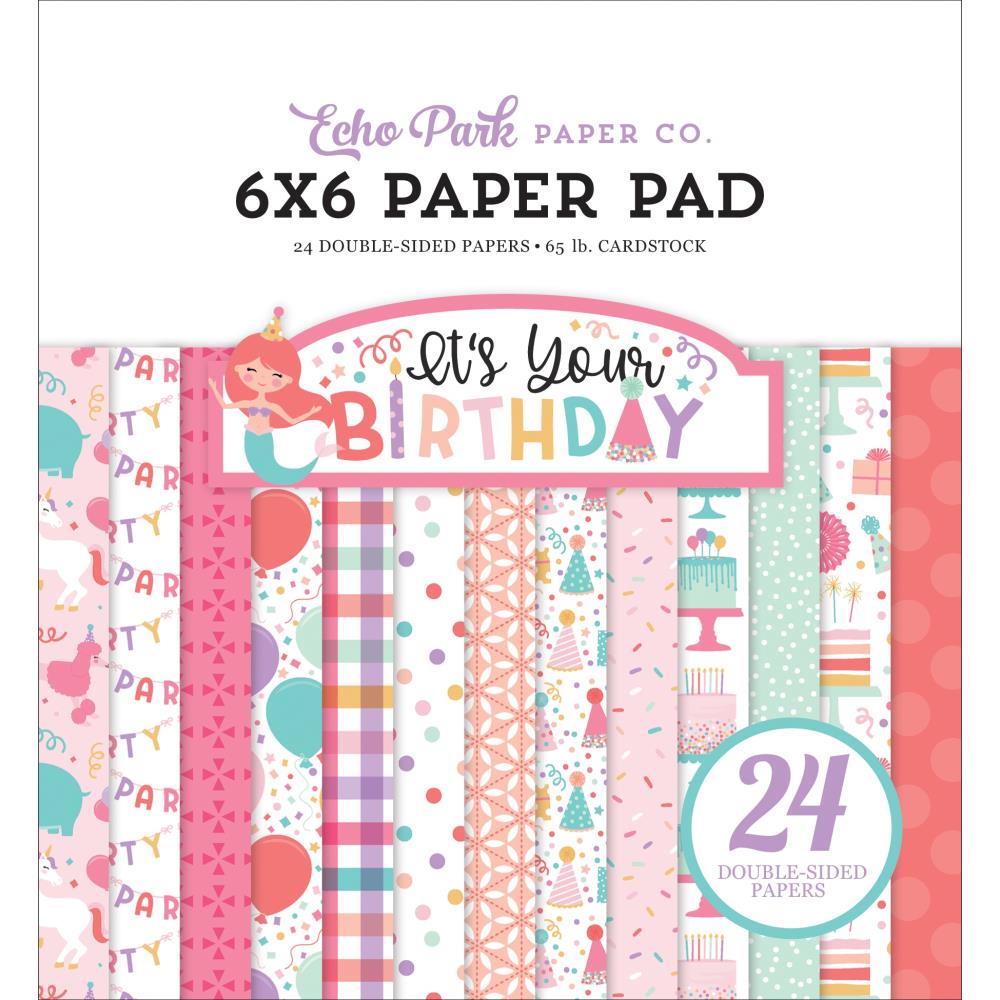 Echo Park Double-Sided Paper Pad 6 x 6" / Block Doble Cara de Cumpleaños Descontinuado Echo Park