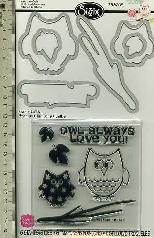 Autumn Owls Dies & Stamps / Set de Suajes y Sellos de Polímero de Búhos de Otoño