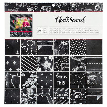 Chalkboard Paper Pad 36 Sheets / Block de Papel Blanco y Negro Descontinuado American Crafts