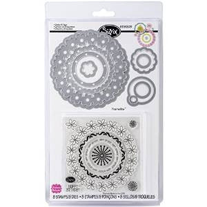 Circles Tags Dies &amp; Stamps / Set de Suajes y Sellos de Polímero de Etiquetas Circulares Descontinuado Sizzix