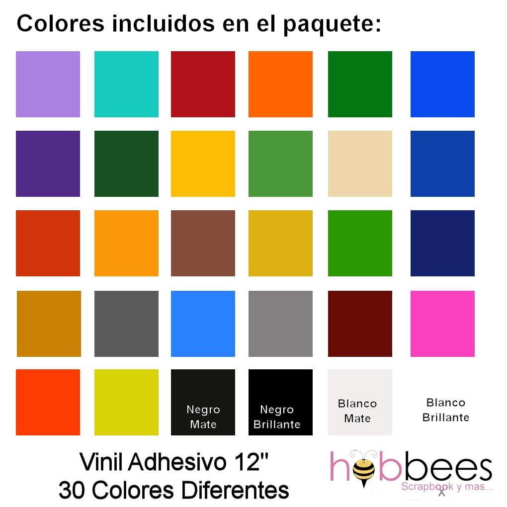 Paquete de 30 Hojas de Vinil Adhesivo de Colores Descontinuado iVinyl