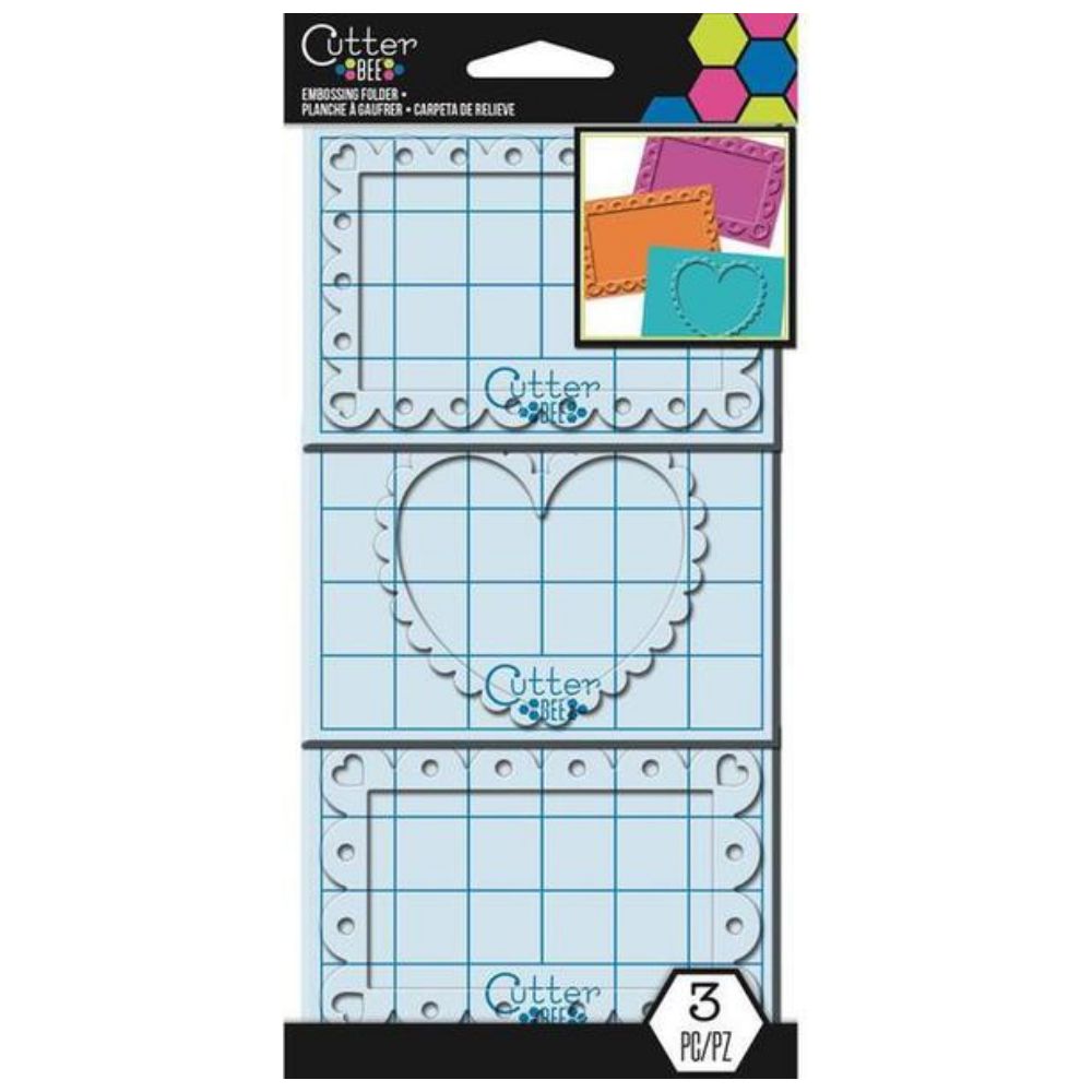 Embossing Folders Hearts, Scallop, Frames / Folders de Grabado de Marcos de Corazón y Ondas Descontinuado Ek Success