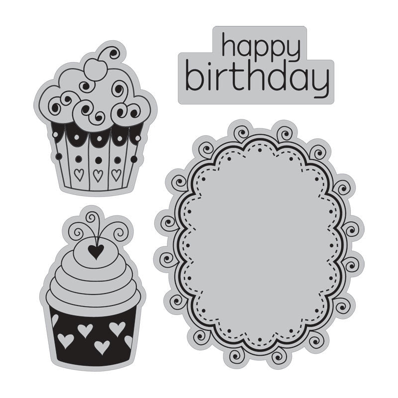 Set de Suajes y Sellos Cling de Cumpleaños / Happy Birthday Descontinuado Sizzix