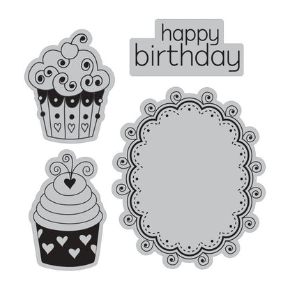 Set de Suajes y Sellos Cling de Cumpleaños / Happy Birthday Descontinuado Sizzix