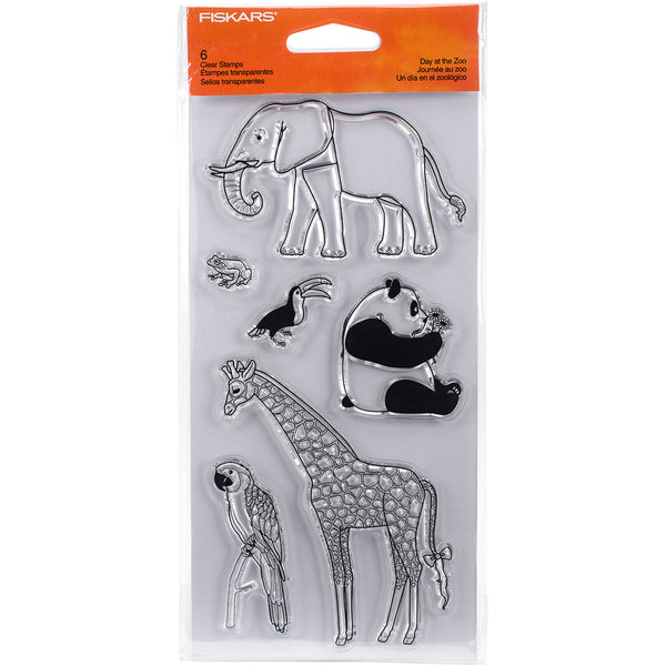 Day at the Zoo Clear Stamps / Sellos Acrílicos Día en el Zoológico Descontinuado Fiskars