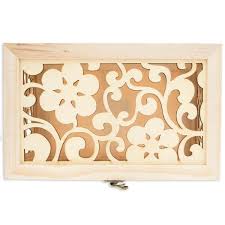 Wood Box With Laser Cut Flower Pattern / Cajita de Madera Floral Descontinuado Darice
