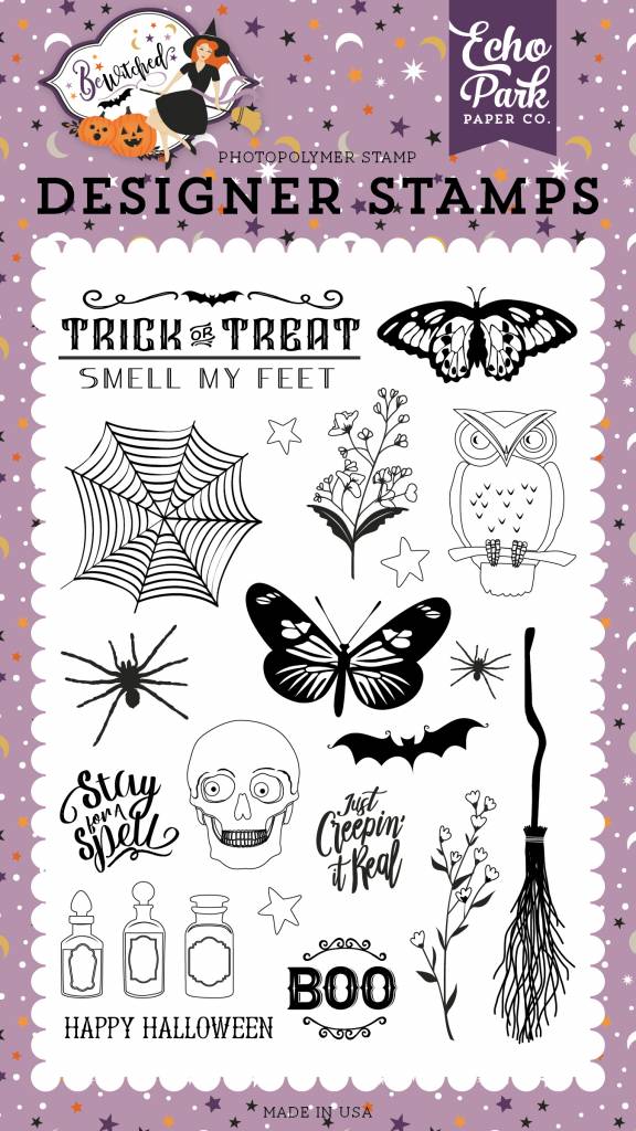Stay For A Spell Stamps / Sellos de Halloween Descontinuado Echo Park