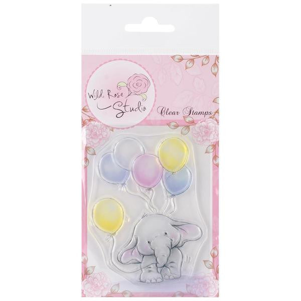 Bella With Balloons / Sellos de Polímero de Elefante con Globos Descontinuado Wild Rose Studio