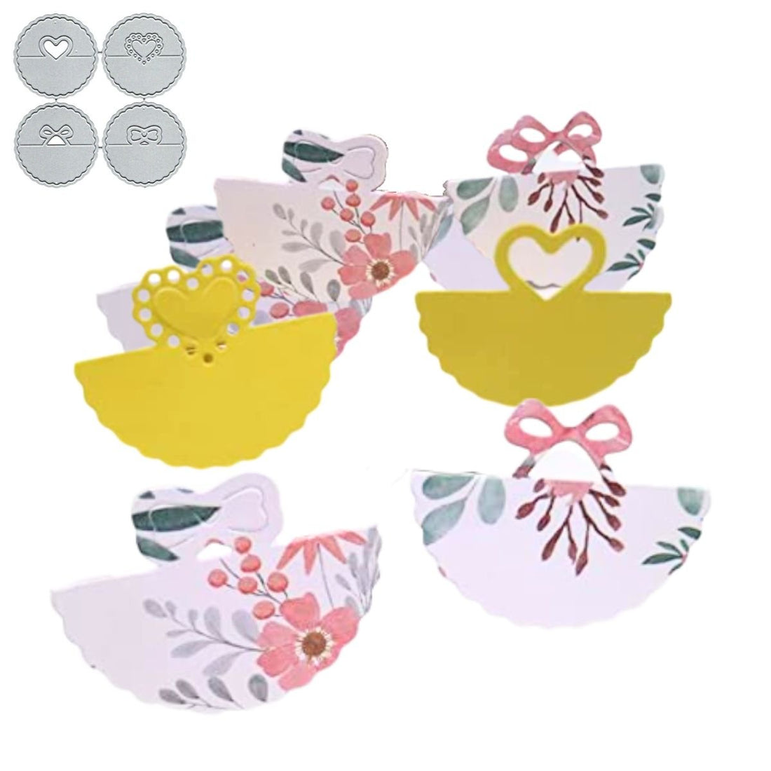 Suaje Etiquetas Circulares de Moño y Corazón. Dados de Corte / Suajes / Troqueles Hobbees