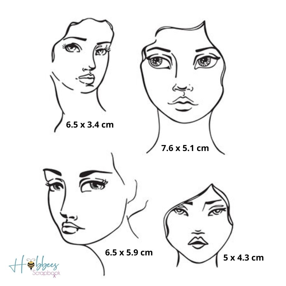 Faces Clear Stamps / Sellos Acrílicos Caras de Mujer Descontinuado Jane Davenport