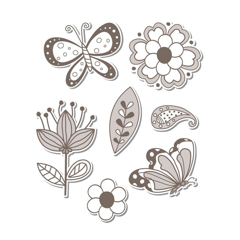 Flower Butterflies Dies &amp; Stamp / Set de Suajes y Sellos Flores y Mariposas Descontinuado Sizzix