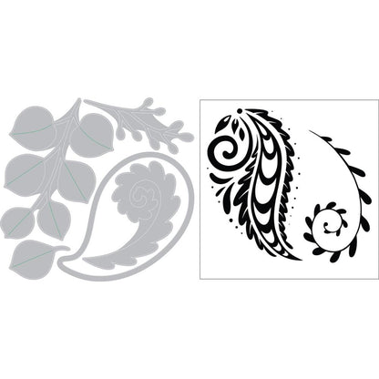 Framelits Die &amp; Stamp Set Eucalyptus &amp; Flourish / Suaje y Sello de Eucalipto y Flores Descontinuado Sizzix