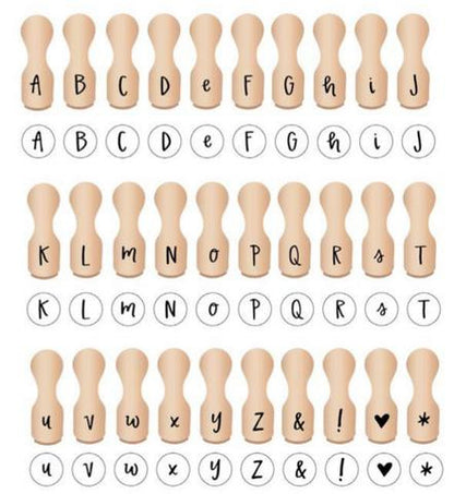 Wood Alphabet Stamps Kit / 30 Sellos de Madera de Alfabeto Descontinuado American Crafts
